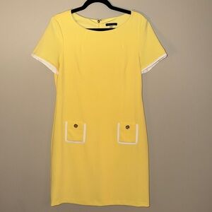 Tommy Hilfiger Yellow Short Sleeve Shift Dress with Pocket Detail Size 10